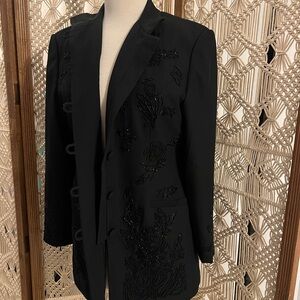VINTAGE Elegant Black Embroidered Hand Beaded Women's Jacket